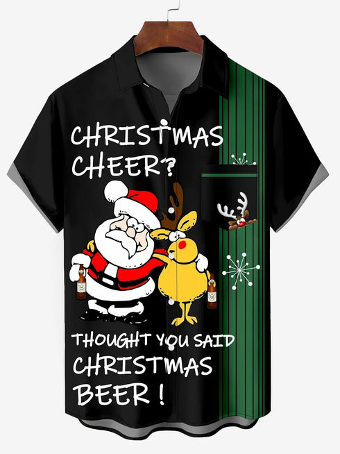 Men's Christmas Funny Graphic Short Sleeve Hawaiian Shirt